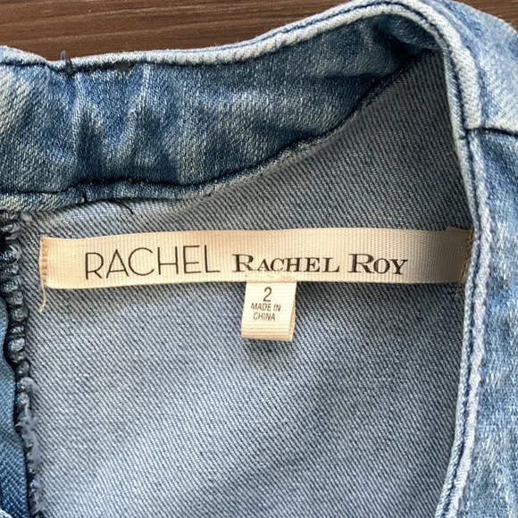 RACHEL ROY DENIM JUMPSUIT CUTOUT OVERALLS WIDE LEG LIGHT WASH - Picture 11 of 16